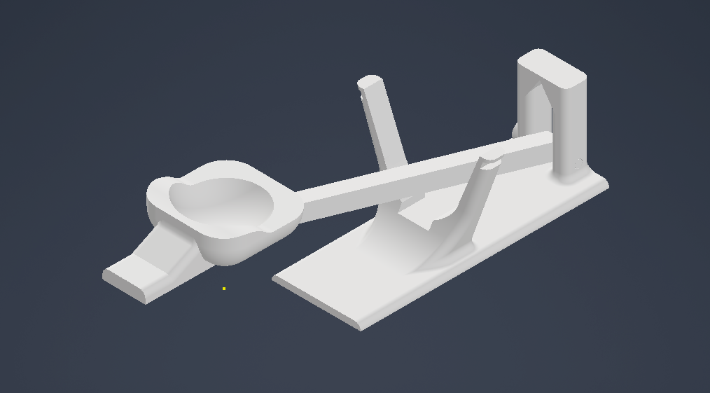 Prototype 2 — a 3D printed launcher holding a ball