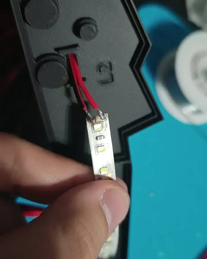 Wiring an LED strip into a lamp arm