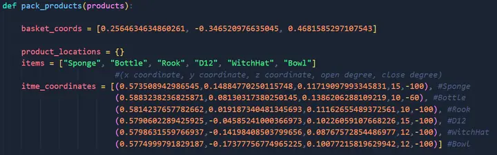 Q-Arm coordinate code